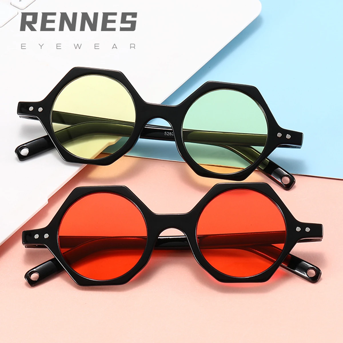 

RENNES 2021 European and American ins polygon nail sunglasses women's fashion sunglasses Ocean film funny sunglasses