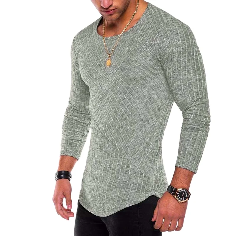 

Spring Autumn Thin O-Neck Knitted Pullover Men Casual Solid Mens Sweaters Pull Homme