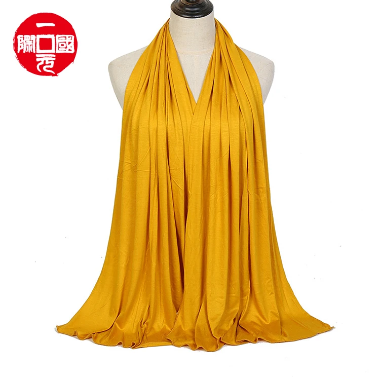 

Skin-friendly monochromatic jersey mercerized cotton ladies long scarf modal shawl