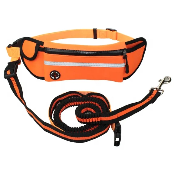 

Adjustable Reflective Nylon Bungee Dog Leash Hands Fee Belt Sport Bag For Pet Portable Running, Picture shows