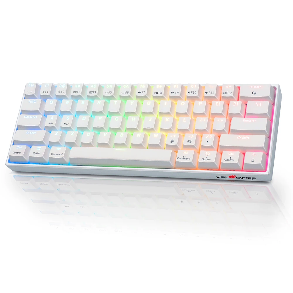 

Velocifire Wireless Wired 60% Mechanical Keyboard 61 Keys Mechanical Gaming Keyboard RGB, Black color