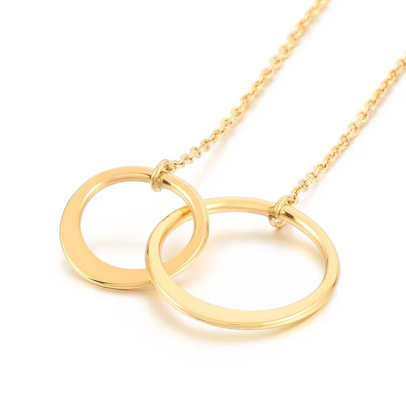 

Kalen Simple Necklace Double Rings Clavicle Chain Stainless Steel Circle Necklaces