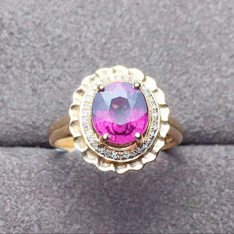 

SGARIT rings18k rose gold gemstone 1.75ct genuine tourmaline beautiful flower wedding engagement party vintage women's rings