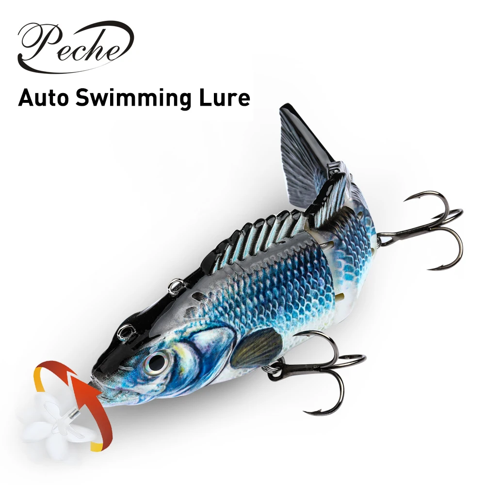 

Peche Leurre 14cm/57.4g Chargeable Auto Swimming Electric Jointed Swimbait Fishing Lure Sahte Yem Luminous Vibration Hard Bait, 10colors