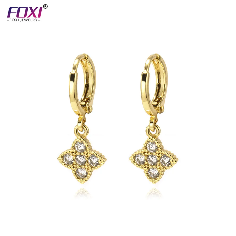 

2022 Ins jewelry Flower Shape Drop Huggies Hoop Fashion 18K Gold Plated Earrings Women Jewelry