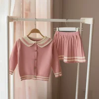 

2019 spring children's clothing kids' sweater skirt suit girl knit cardigan