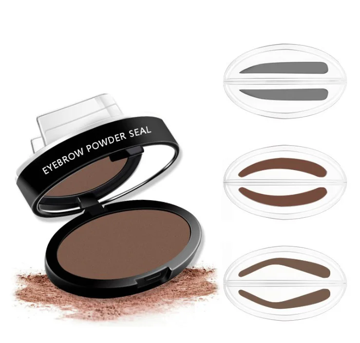 

New stye makeup powder eyebrow stamps with mirror seal the eyebrow powder