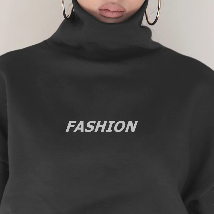 
2019 FJUN oversized hoodie women crop top hoodie high neck long sleeve hoodie streetwear 