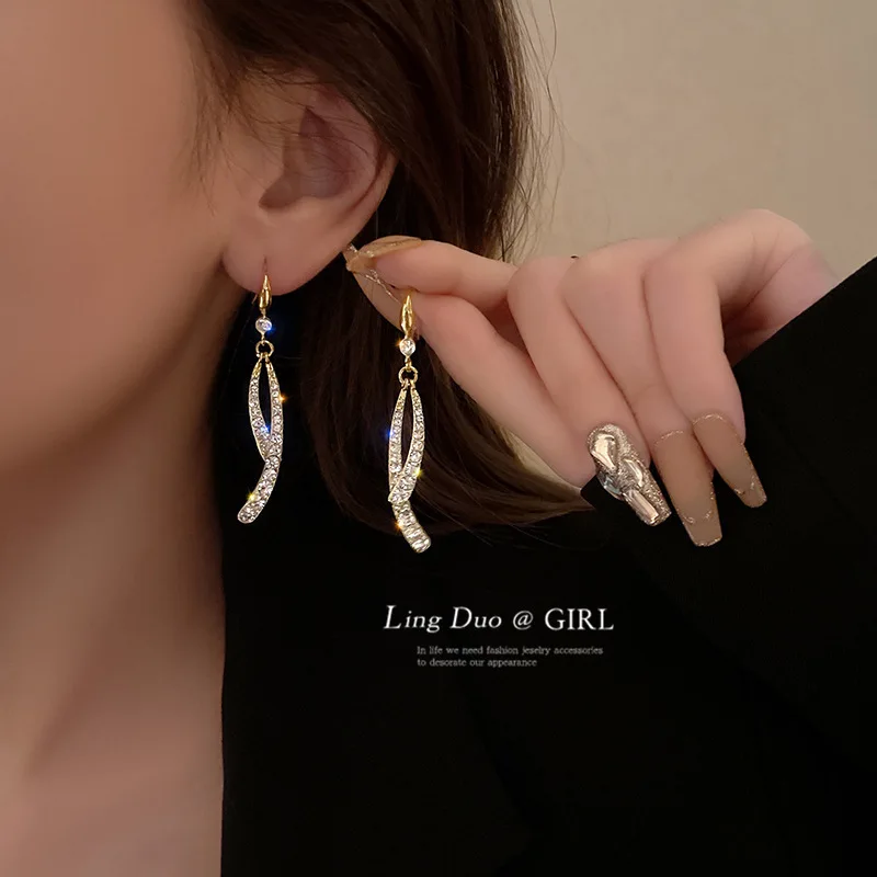 

High Quality Fashion Rhinestone Luxury Long Pendent Statement Women Earrings Korean Earrings Jewelry