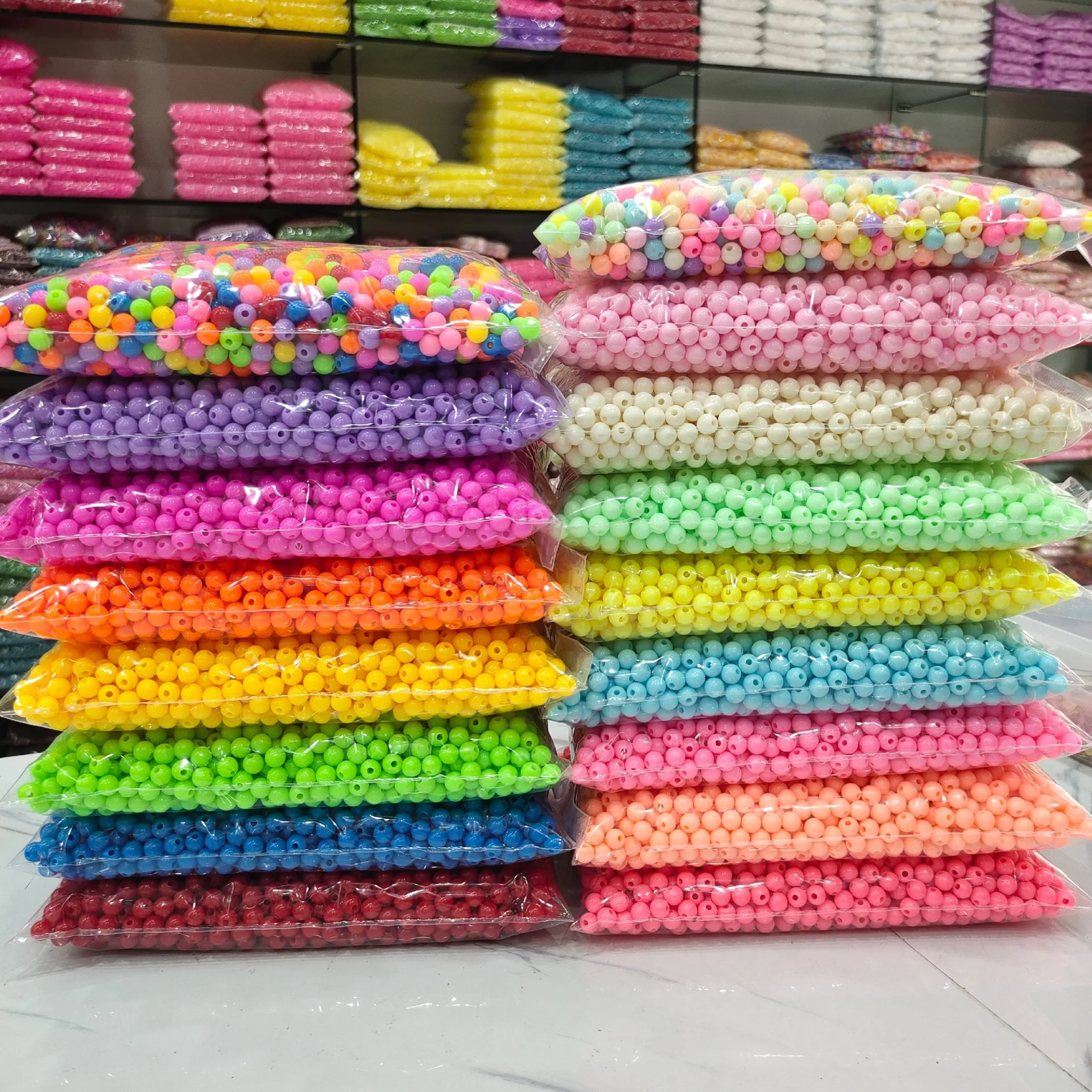 

Acrylic Solid Color Beads 6MM 8MM 10MM Beaded Plastic Beads Straight Hole