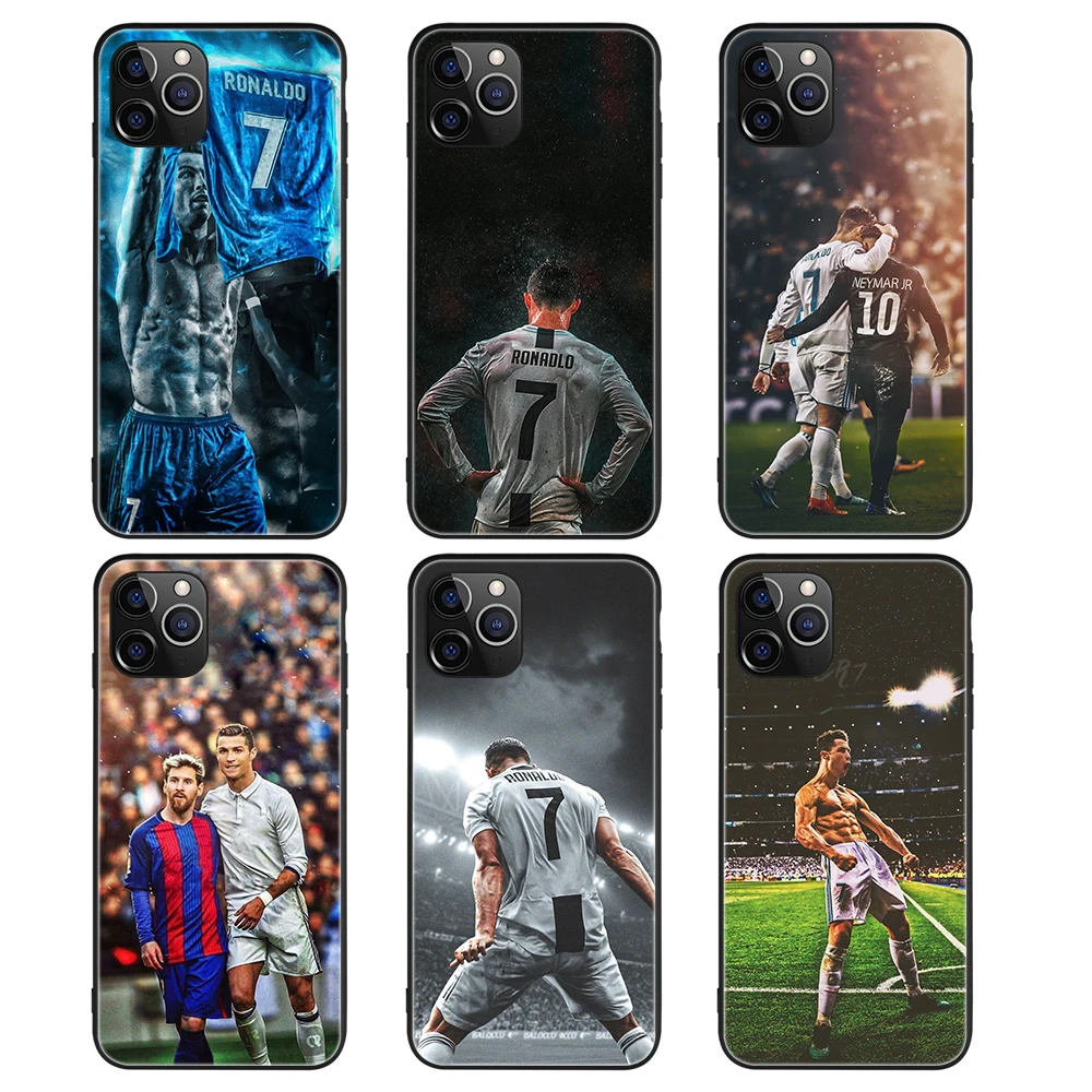 

Back case for iPhone XR liquid silicon Phone Case for iPhone X cover CR7 Cristiano Ronaldo, Black