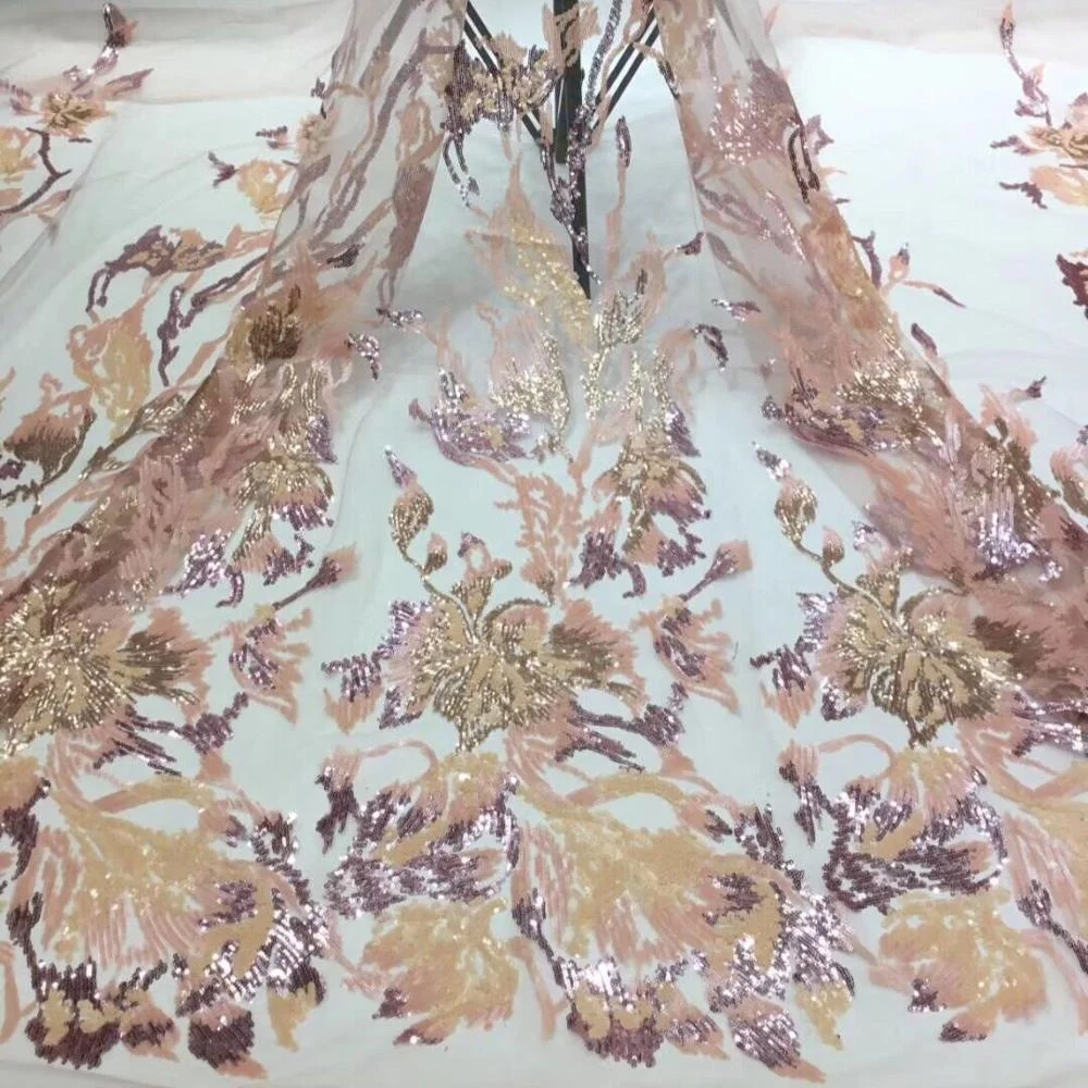 

2020 latest lace materials french tulle net sequins embroidery african lace fabric