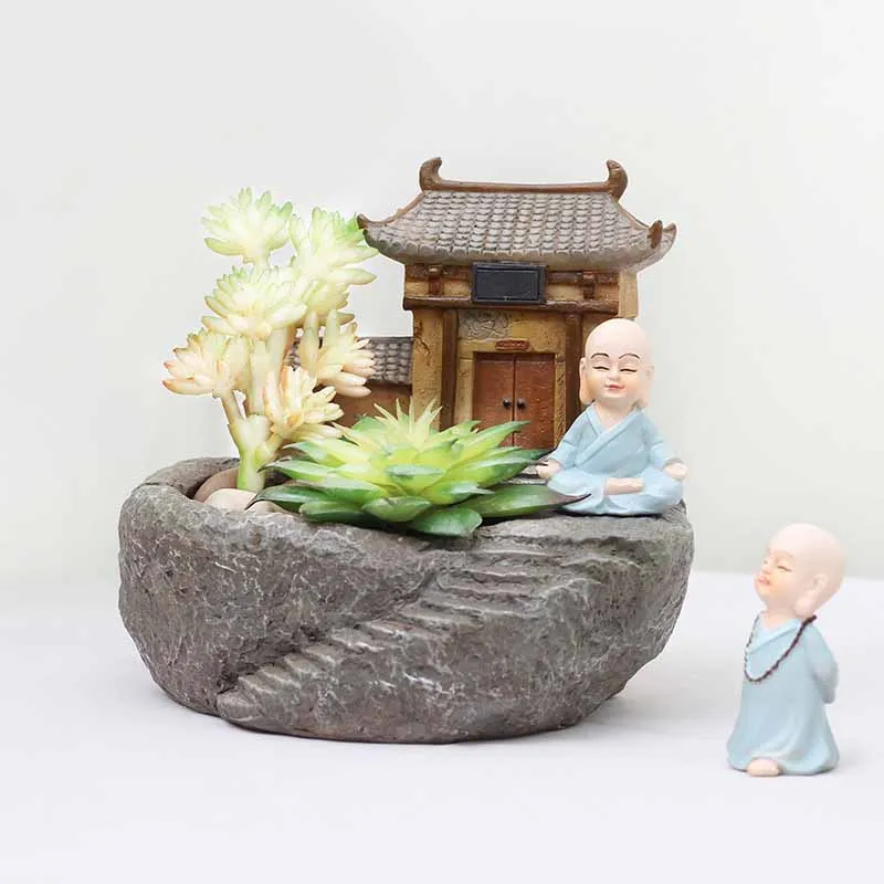 

Amazon Aliexpress Wish Ebay Hot Sale Wholesale zen Buddha flower planter Roogo monk polyresin plants pots for desktop decor