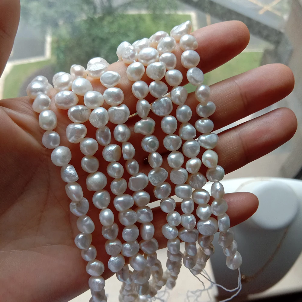 

6-7mm high quality baroque loose pearls loose freshwater pearl in strand,stone shape pearl