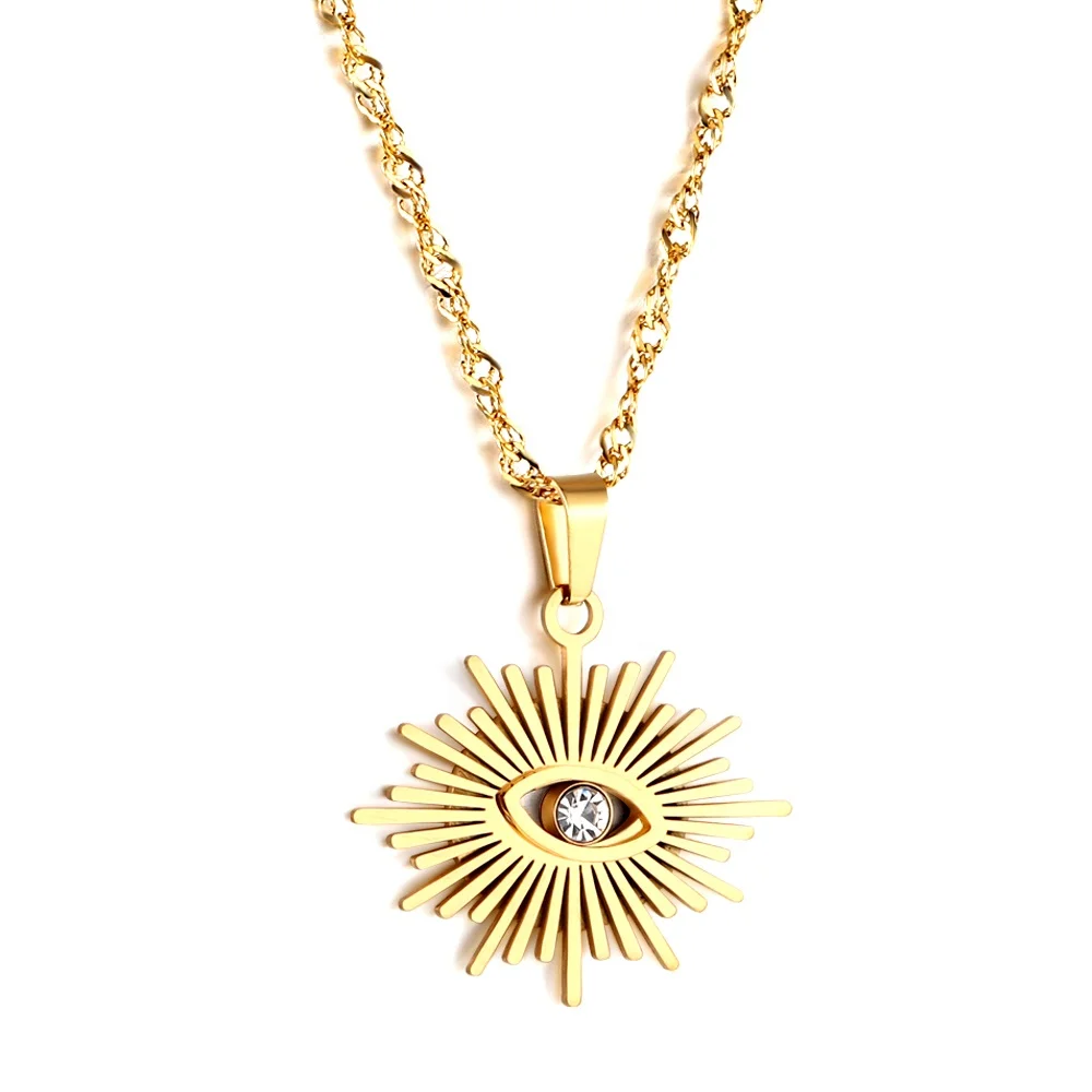 

different Stainless steel Diamond 18k gold plated sun necklace man fashion jewelry hip hop pendant necklace for men