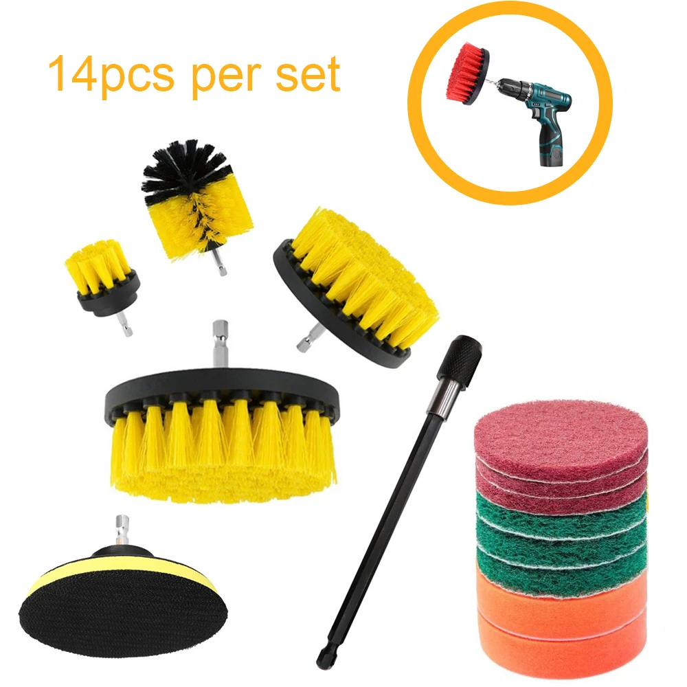 

amazon hot selling 14pcs per set drill brushes power scrubber brushes cleaning kit