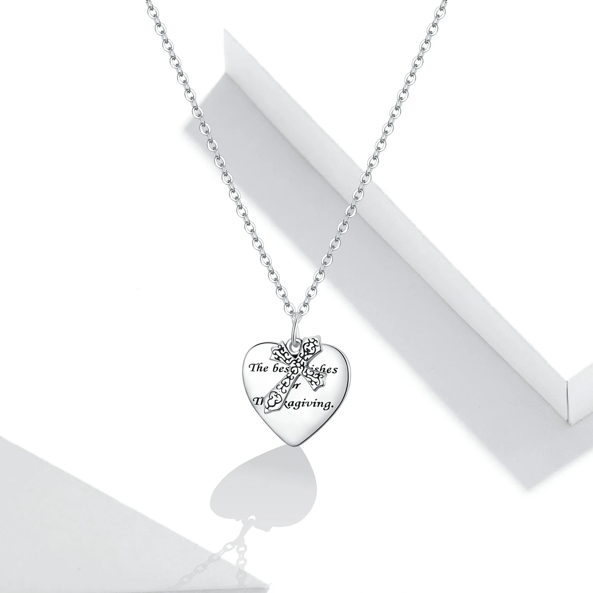

New Arrival Luxury Girls Gift Vine Cross Chain 925 Silver Love Heart Necklace