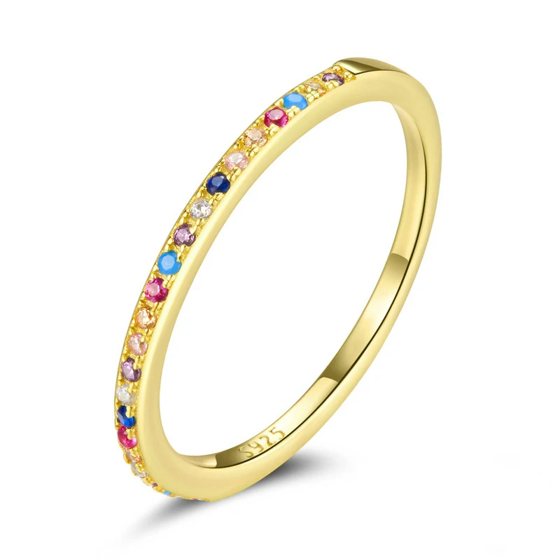

18k gold plated 925 sterling silver geometric minimalist full color zircon rings women