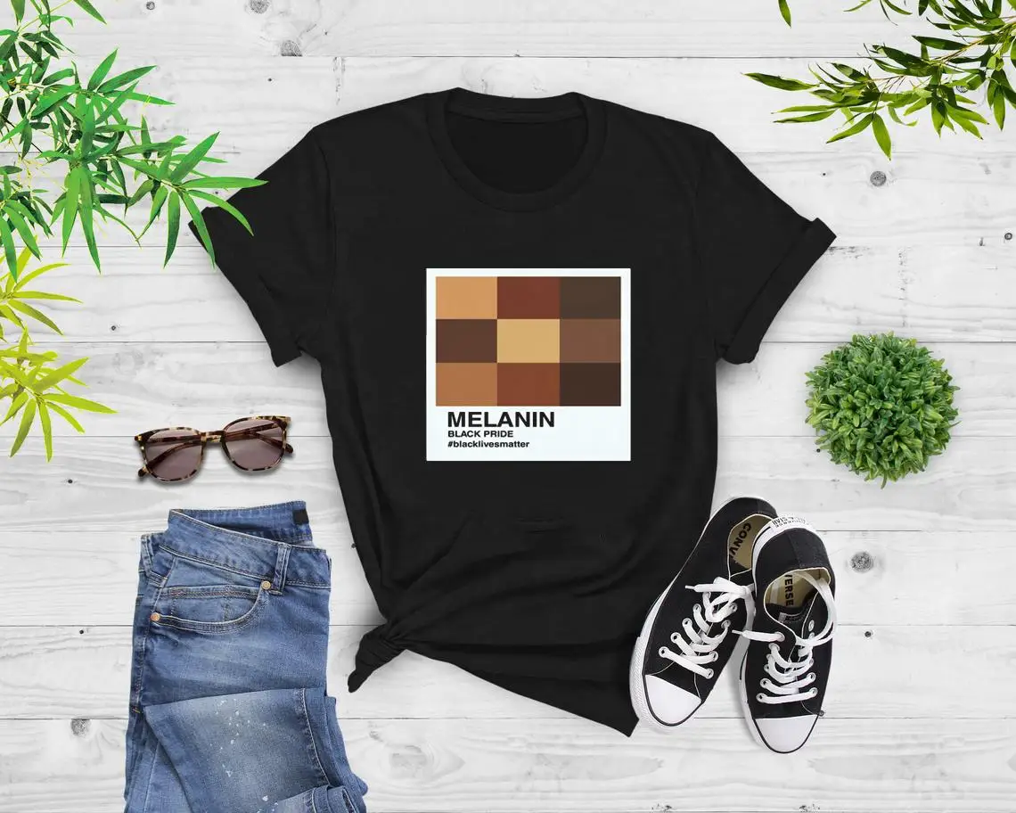 

Wholesale Melanin T-shirt Short Sleeve Print Fashion 100 Cotton Round Neck Casual Clothes Graphic T Shirt Women, Picture showed