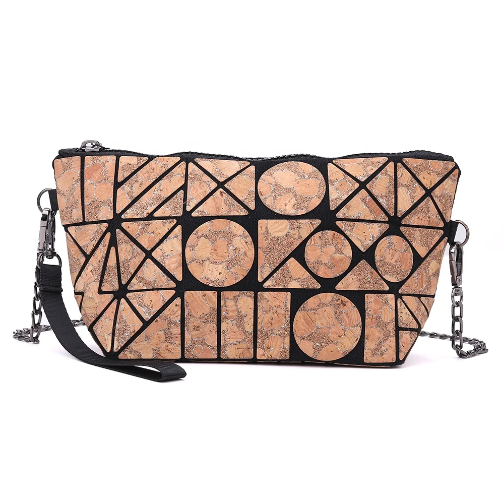 

Fashion cork geometric chain crossbody bag cosmetic sling bags, Customized color