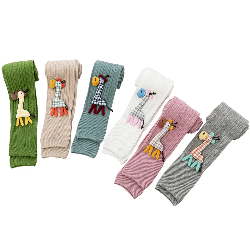 

New Spring Baby Girls Knitted Cartoon Leggings kids girls pants trousers Toddler tights knitting solid color cotton leggings