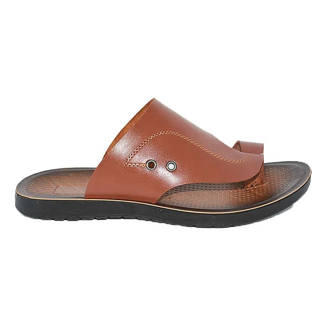 

Custom Made Good Quality Imitation Thai Leather Comfort Men Leather Slippers, Brown