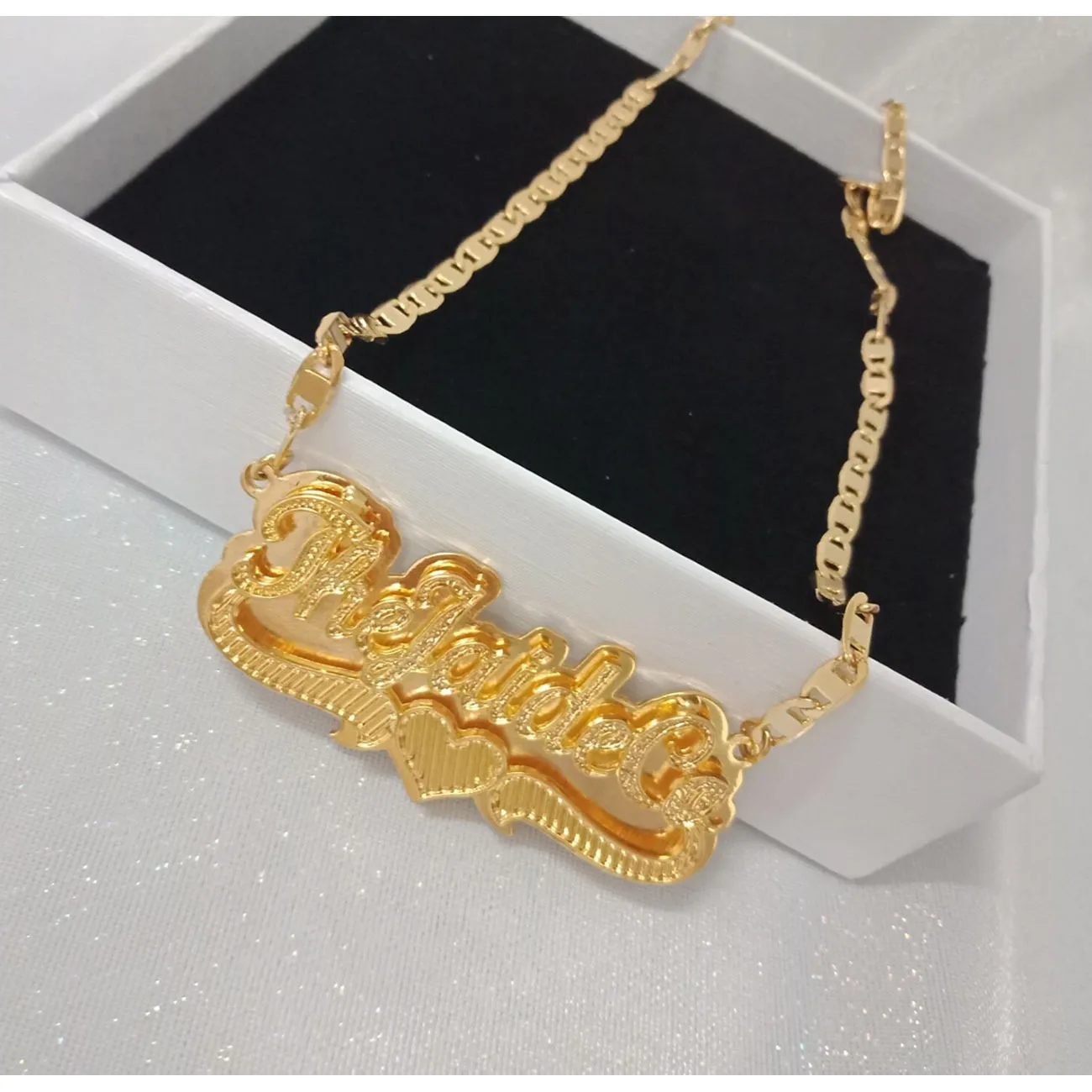 

Custom Two Tone Name Necklace Personalized Gold Plated Letter Nameplate Necklace