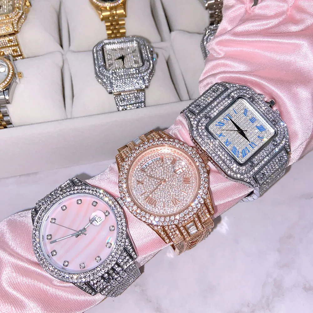 

Foxi luxury fashion full iced out watch cz women men icy bling dial quartz watches