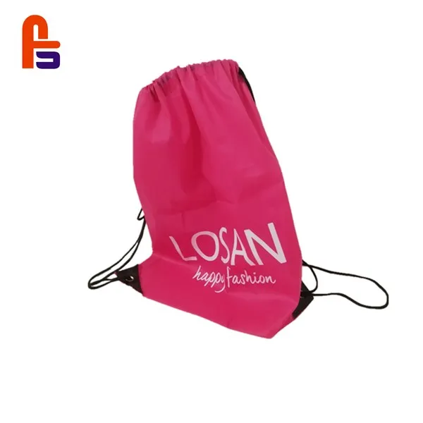 

Pink OEM Polyester Drawstring Student Gym Backpack Fashionable Pocket Customized Logo Printed Drawstring Bag For Packaging