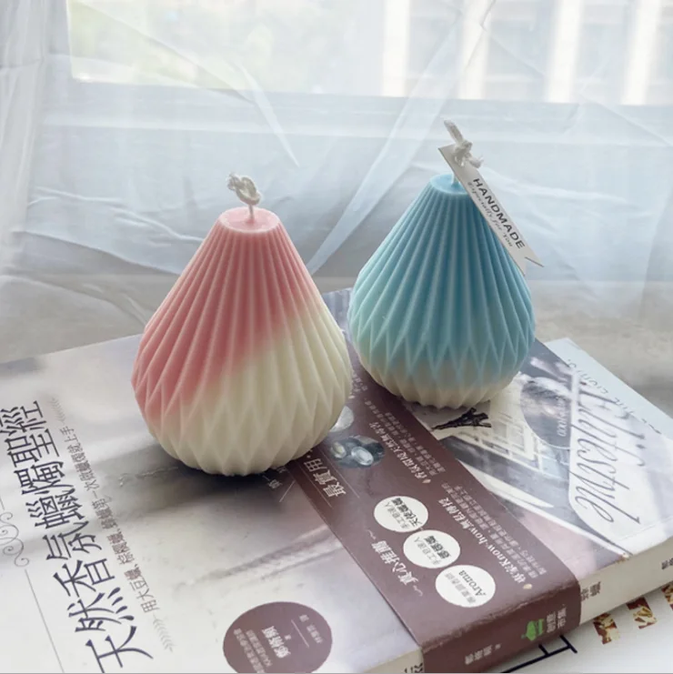 

Geometric Line Pear-shaped Striped Cone Water Dot Origami INS Wind Aroma Candle Mold Cake Baking Silicone Mould