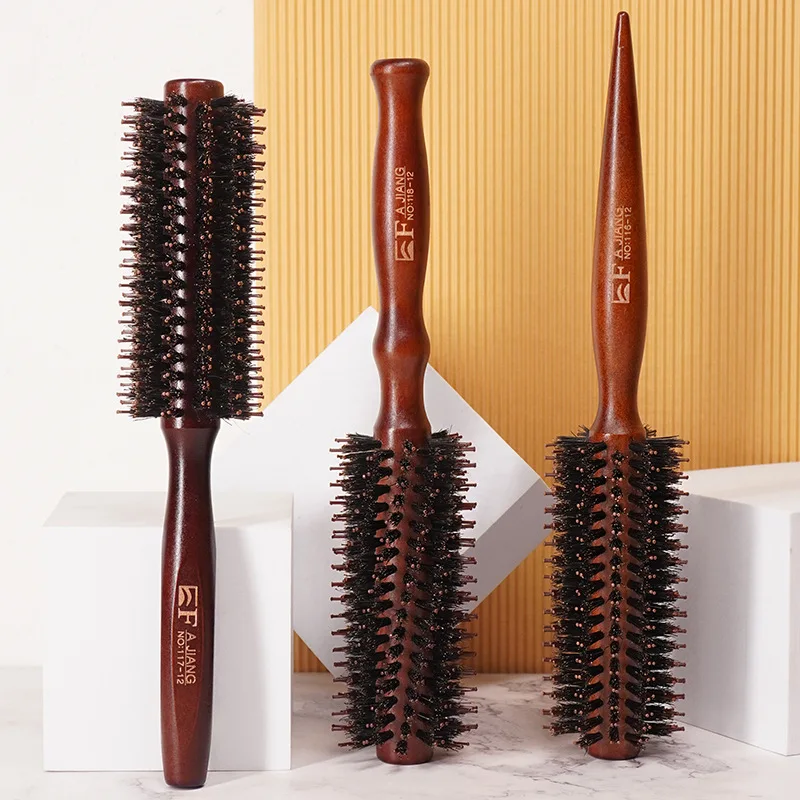 

Natural Wild Boar Bristle Hairdressing Sandalwood Comb Hair Curling Comb Sandalwood Comb