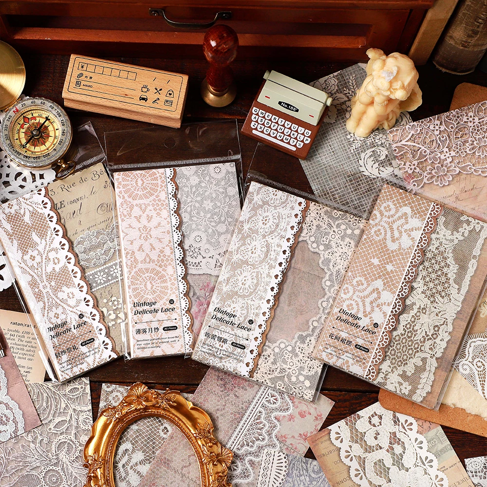 

30 Pieces/Pack Material package Lace Season Journal Decorative Source Material message Notepad 4 Types