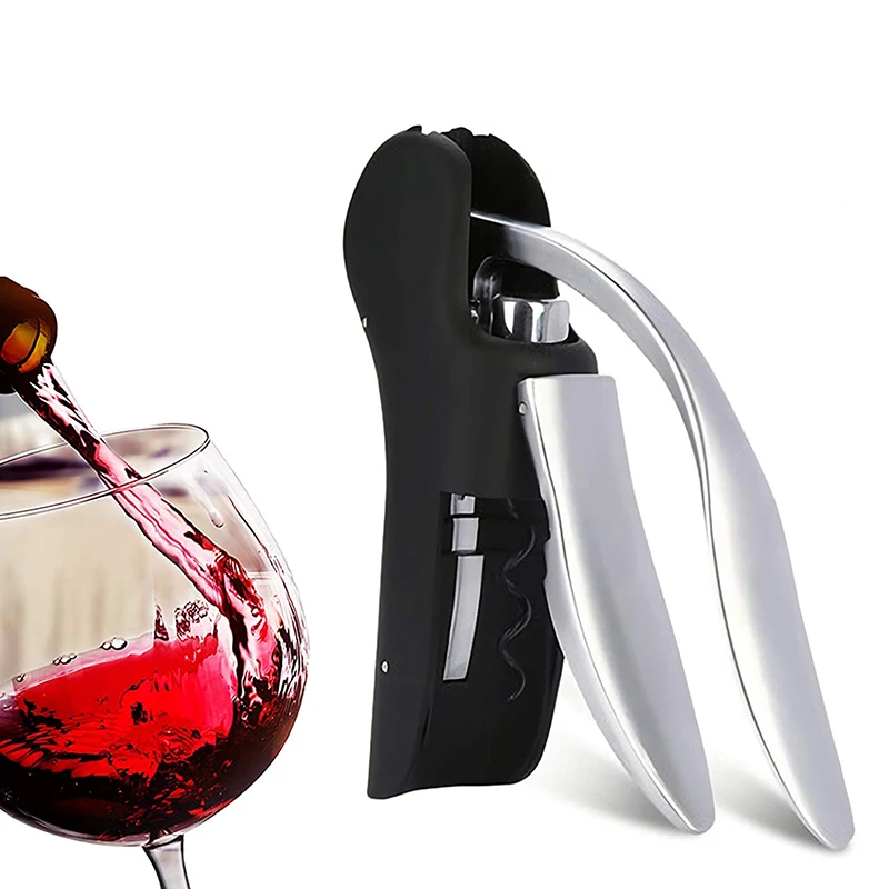 

Professional Rabbit Wine Opener Corkscrew With Foil Cutter and a Spare Screw Stainless Steel Wine Opener Set Bar Accessories, Sliver