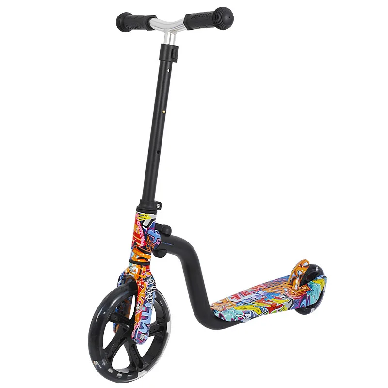 

Kids Scooter Ages 6-12 Foldable Swing Scooter With Adjustable Handlebars Big Wheels Folding Sport Kick Scooters, Red and white graffiti, black street dance, red street dance