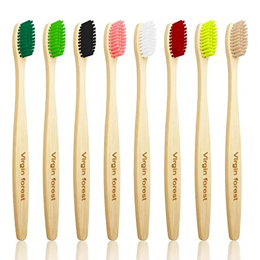

New bamboo toothbrush biodegradable OEM bamboo handle charcoal brush with holder
