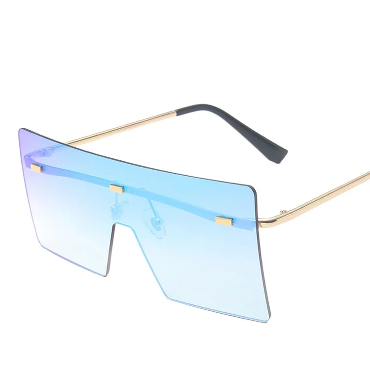 

DUODUOCOLOR Fashionable summer 2021 square big frame conjoined sunglasses designer frameless glasses B10369, Gold frame incremental tea, gold frame incremental grey