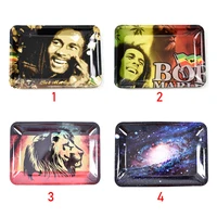 

Free DHL Shipping in stock Metal Chic BOB Marley Roll Tray Metal Tobacco Rolling Tray Glass Pipe 180*125mm for smoking