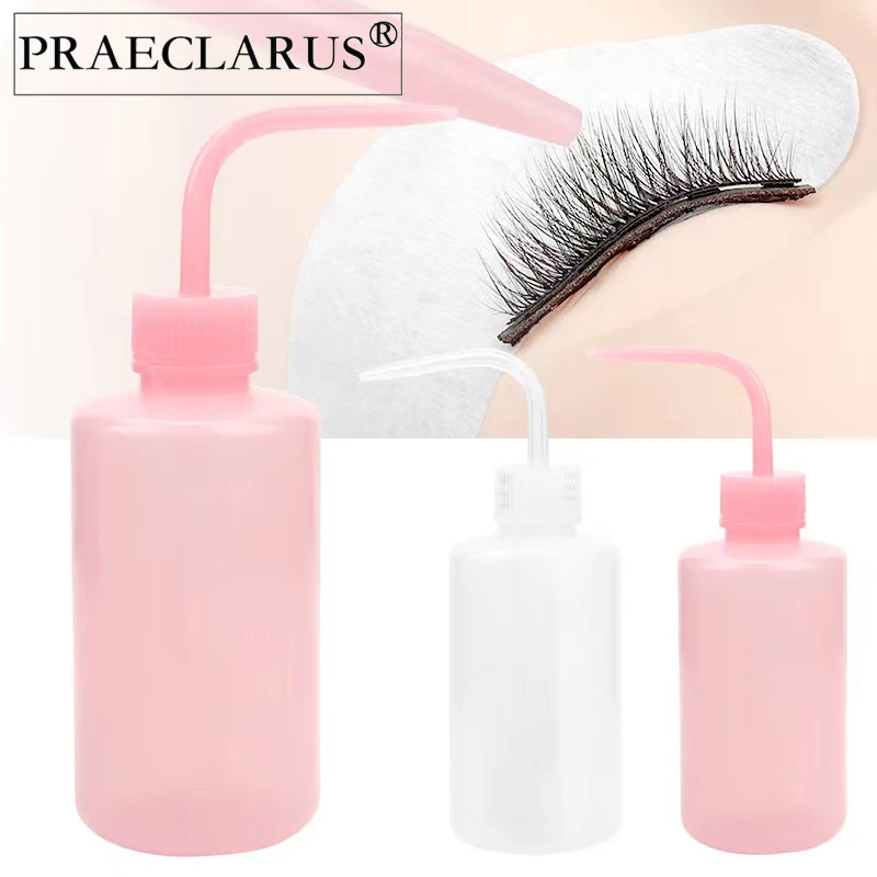 

250ml Plastic Grafted Elbow Flush Lash Water Rinse Squirt Bottle Customized Logo Washing Foam Container Lash extension Bottle