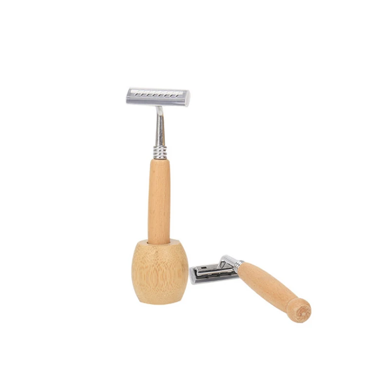 
Wholesale Men Safety Skincare Handle Antibacterial Natural Original Safety Shaving Razor Disposable Bamboo Shaver 