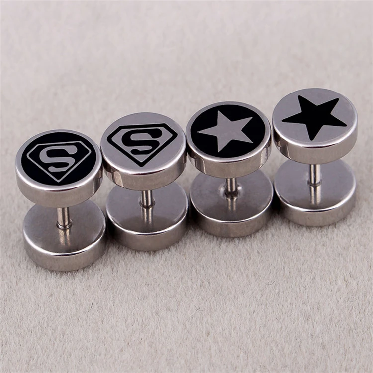 

Men Women Studs Star Hip Hop Piercing Jewelry Stainless Steel Earrings, Silver,gold,rose gold,black