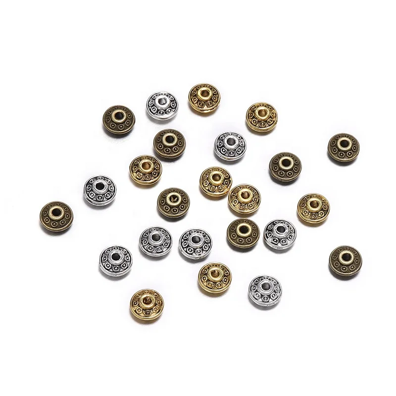 

50pcs/lot  Mix Antique Gold/Silver Plated Spacer Bead Cone Pattern Metal Loose Vintage Beads Supplies For DIY Jewelry Making, Antique bronze,antique gold,antique silver,mixed