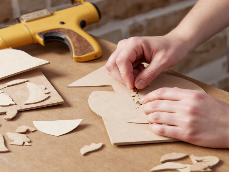 Dry fitting craft components before gluing for zero-waste projects