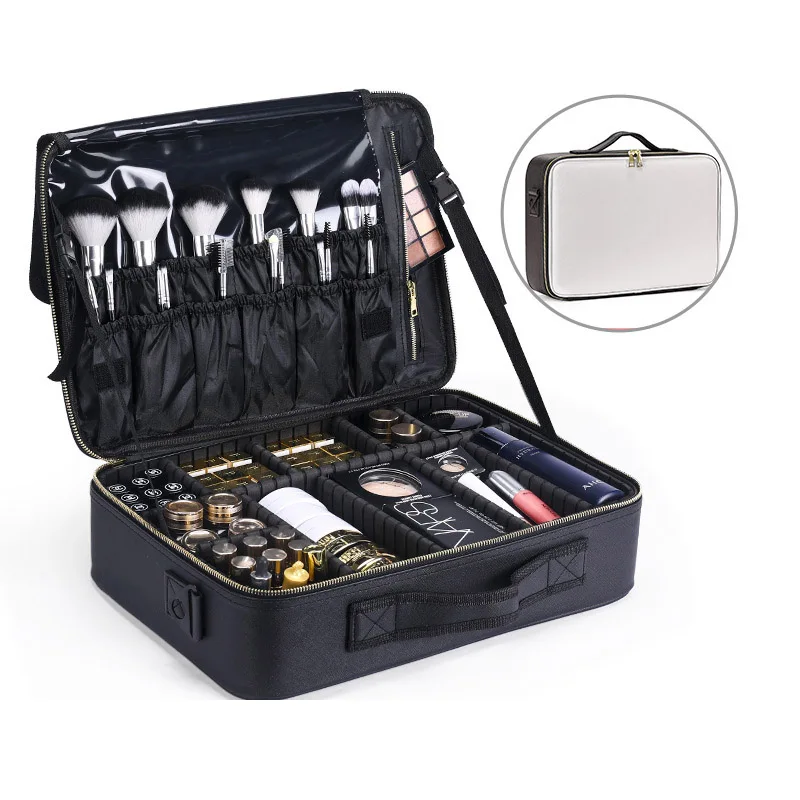 

Travel Makeup Case Professional Train Cases Storage Bag Make Up Tool Boxes Brushes Cosmetic Bags With Compartments Waterproof