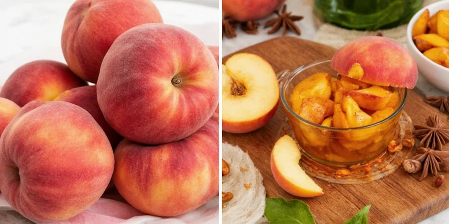 Colorful platter of spiced peaches with different spice toppings