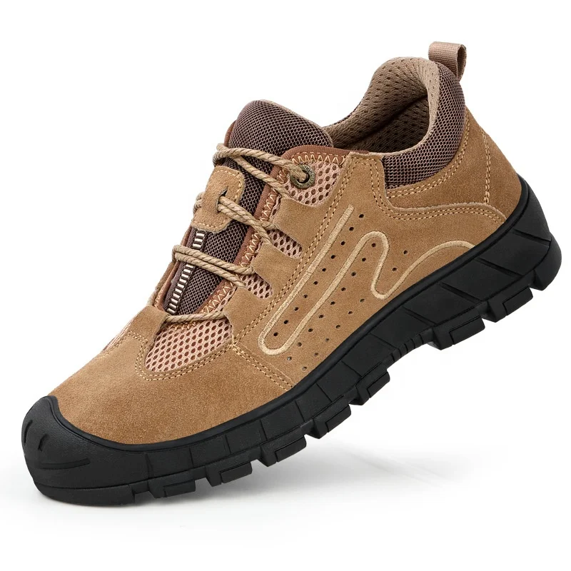 

TZLBX-116 Fashion sport sneakers brand lightweight casual working steel toe safety shoes for men and women, Brown