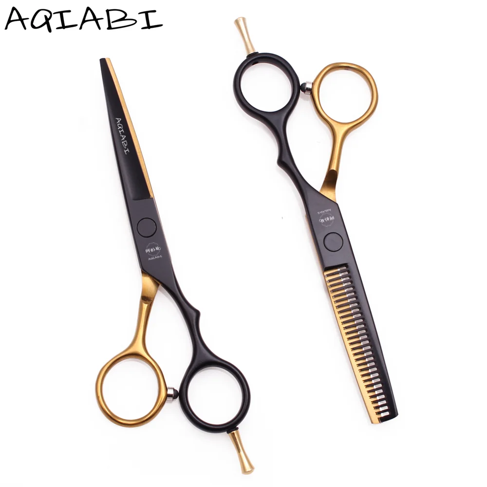 

Hair Scissors 5.5'' 6" AQIABI Japan Steel Hair Cutting Scissors Thinning Shears Barber Scissors Professional A1029 Razor Edge, Blue