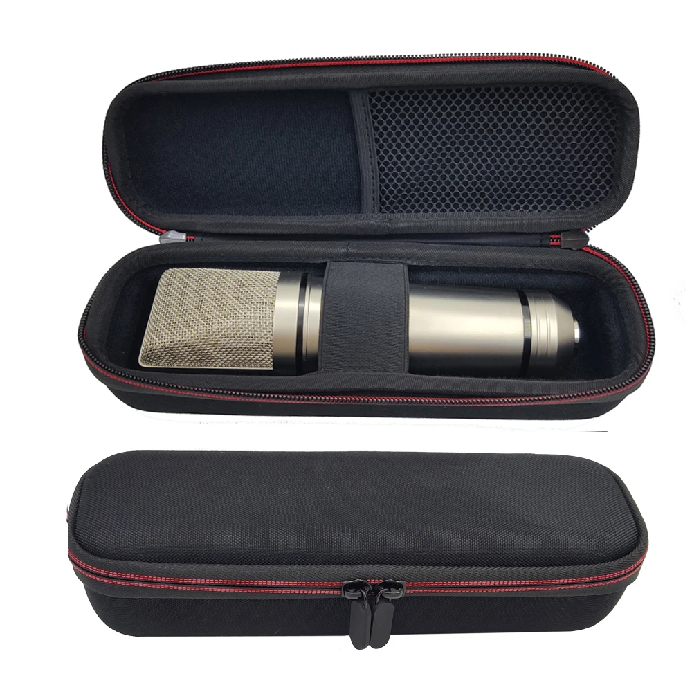 

Condenser Microphone Storage Box Protective Bag Shockproof Travel Portable Microphone zipper bag Eva frosted drawstring Bag, Matte black