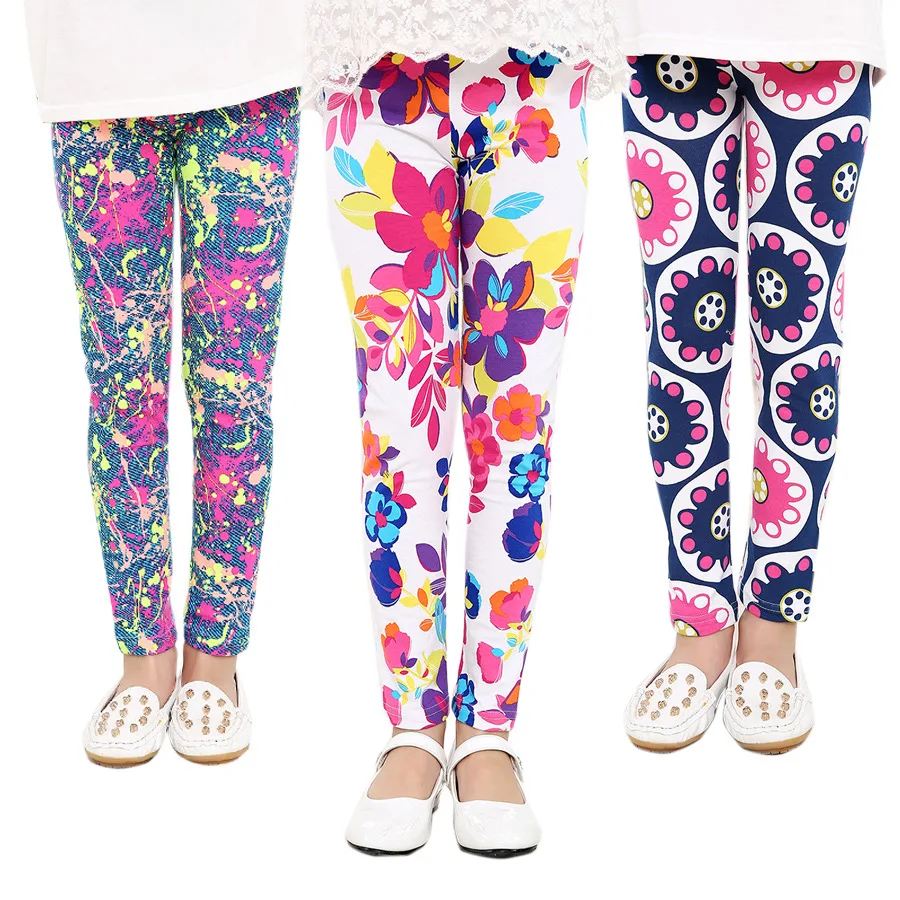 

Wholesale Custom Girls Pants Children Print Leggings Kids Clothes Pants Print Flower Skinny Leggings, As pictures