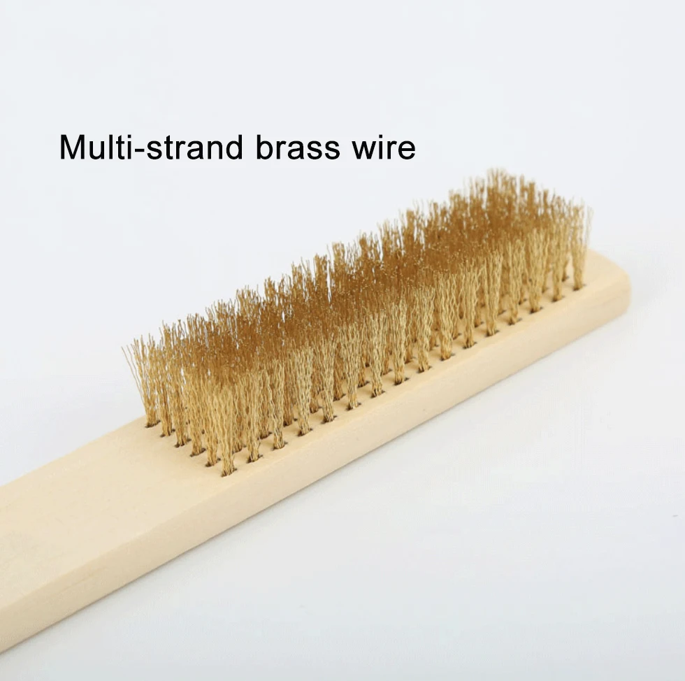 Wooden Handle Brass Brush 4 Row 