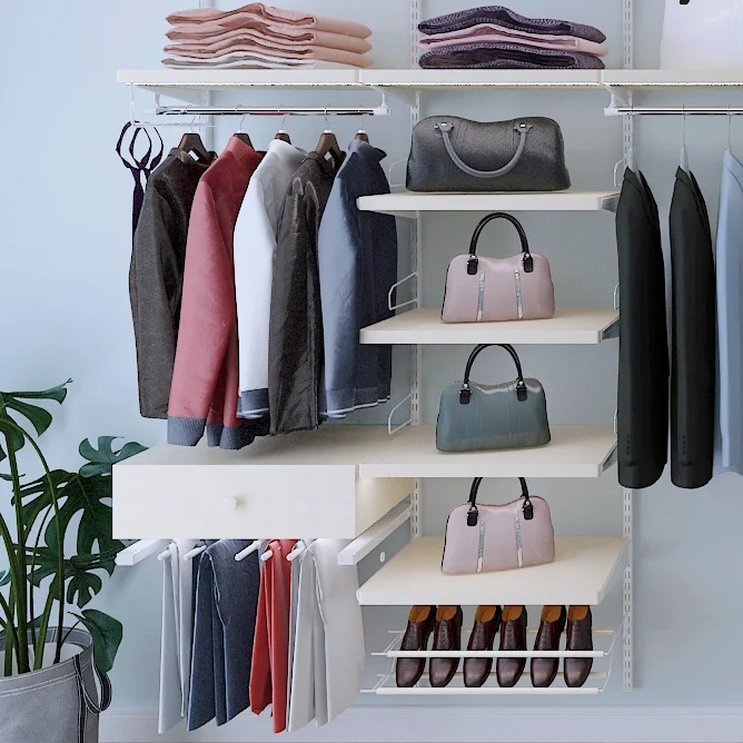 
Wooden Shelves Wardrobe Closet Shelving for Bedroom Clothes 